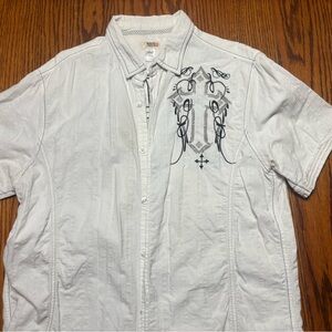 Route 66 White Short Sleeve Jacket with Black Pattern
